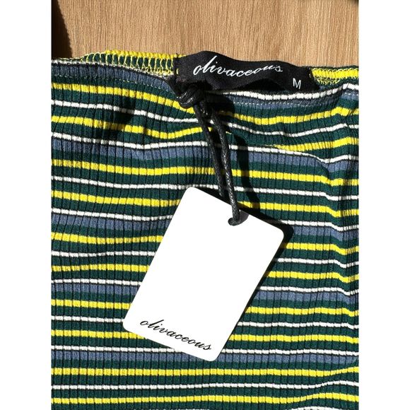 NWT* Olivaceous Ribbed Striped Square Neck Tank Top - Size M - Picture 2 of 6